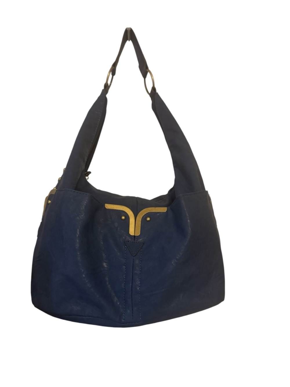 Light Navy Blue Shoulder Hobo Bag with Gold Studded Sides see Pics